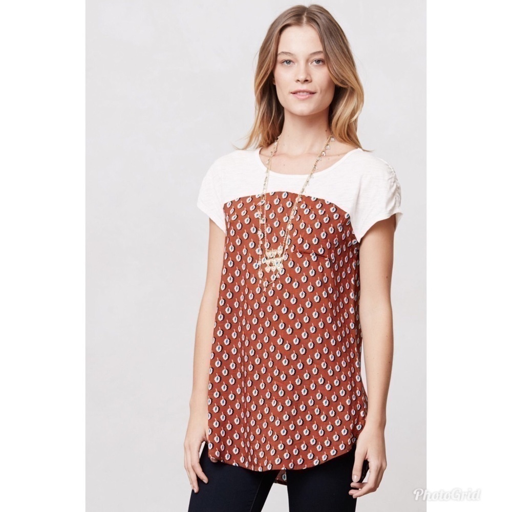 Anthropologie Meadow Rue Pattern Drop Tee XS